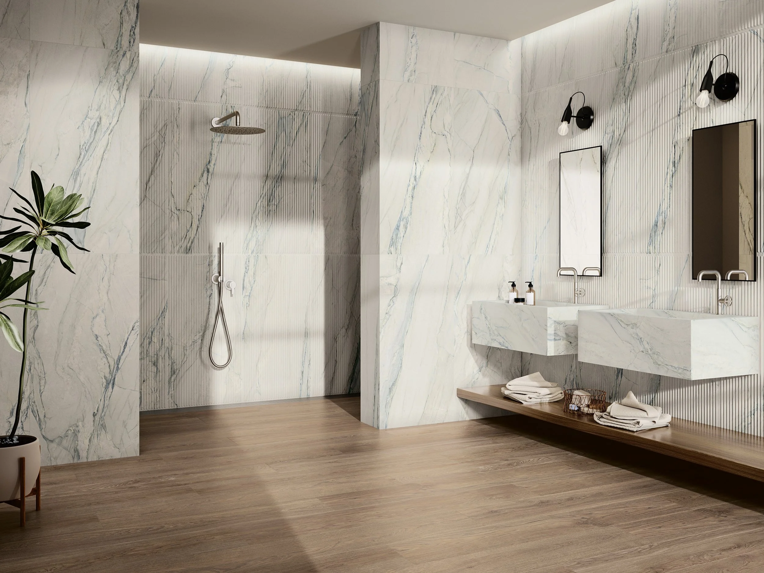 Fluted Marble Look Michelangelo Tiles