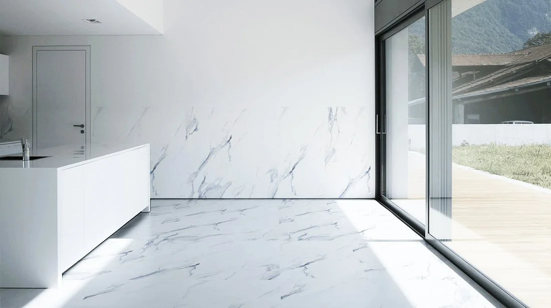Blue Marble Effect Mercury Tiles