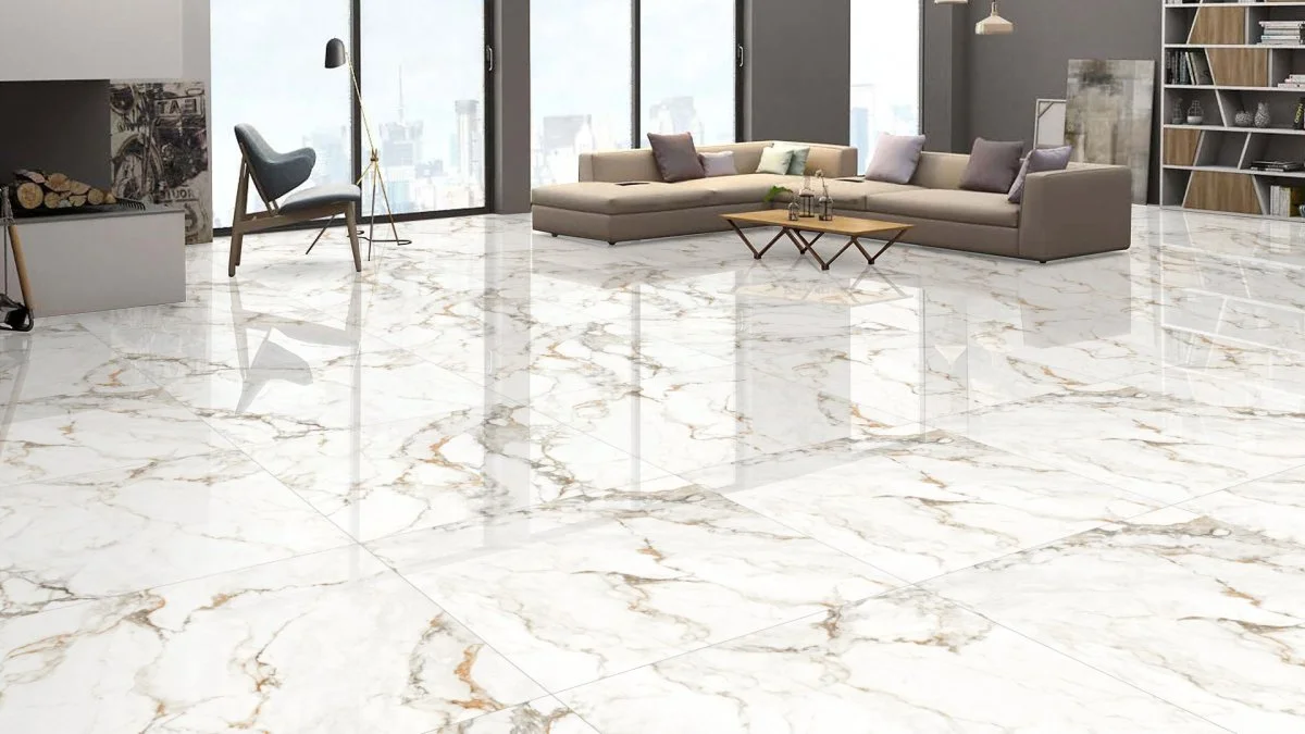 Glossy Gold Marble Effect Tiles