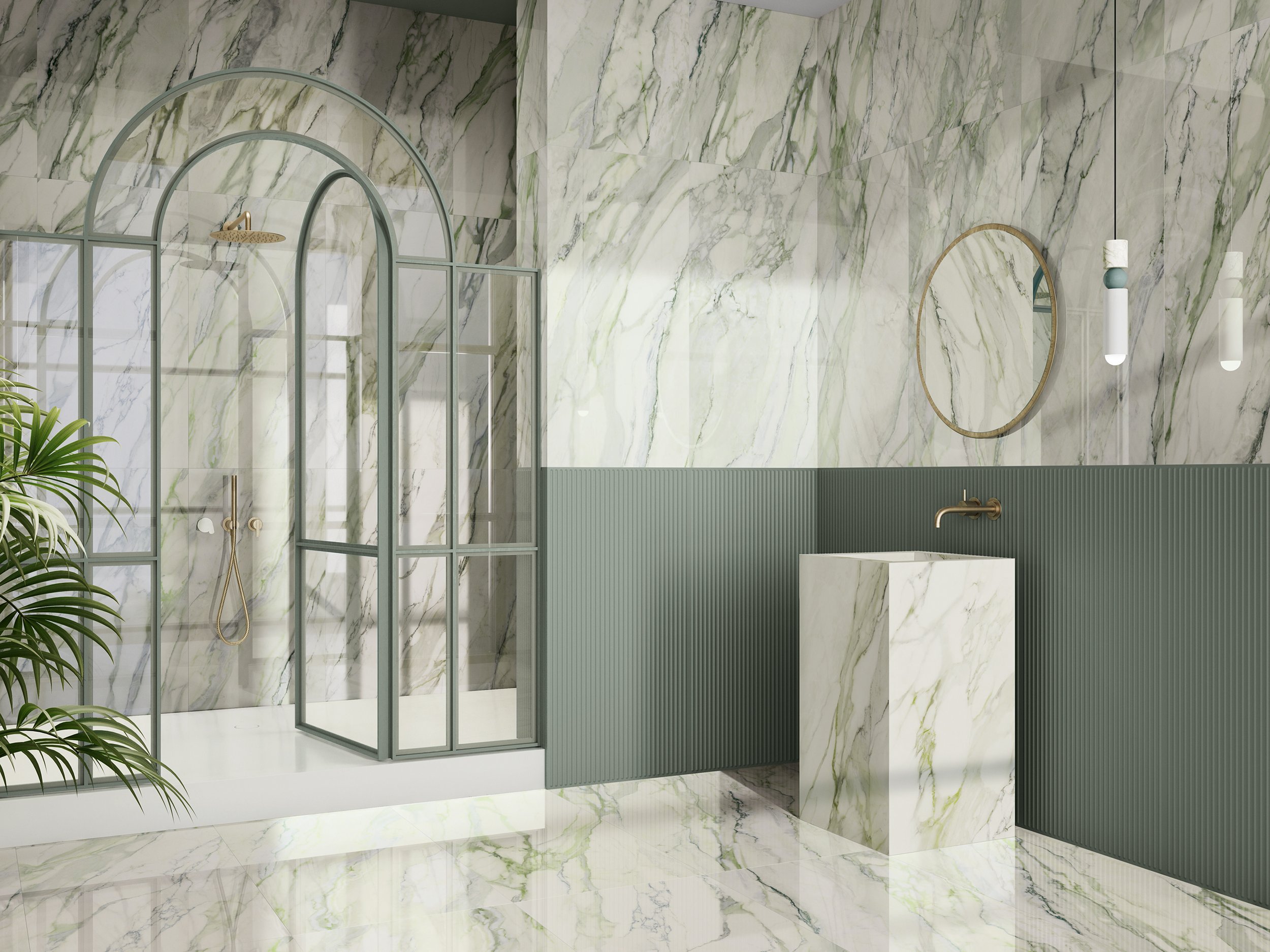 Arabescato Green Marble Look Tiles