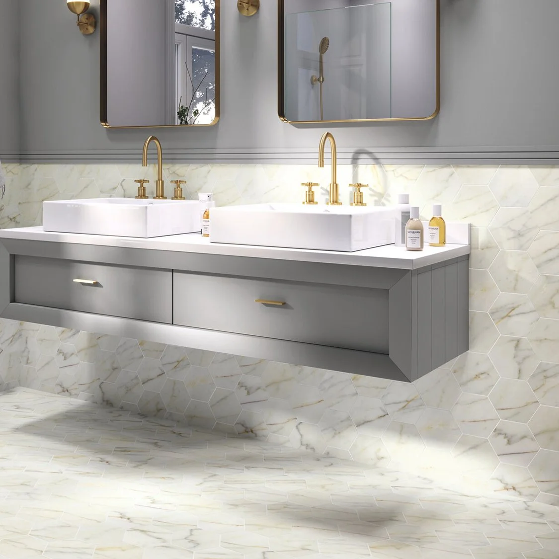 Brick Format Marble Effect Tiles in Liverpool