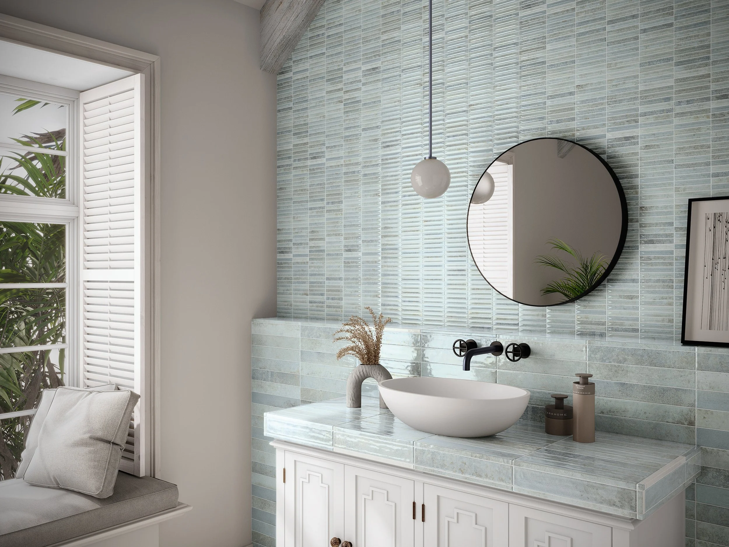 Moonstone Incision Teal Tiles