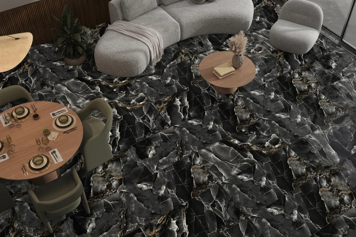 Nixiey Black High Gloss Porcelain Tiles