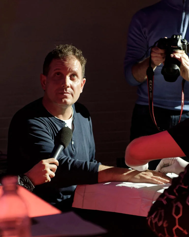 Graham Land: Insertion of an RFID chip into a volunteer during the Virtual Futures 'Biohacked bodies' even t, January, 2018