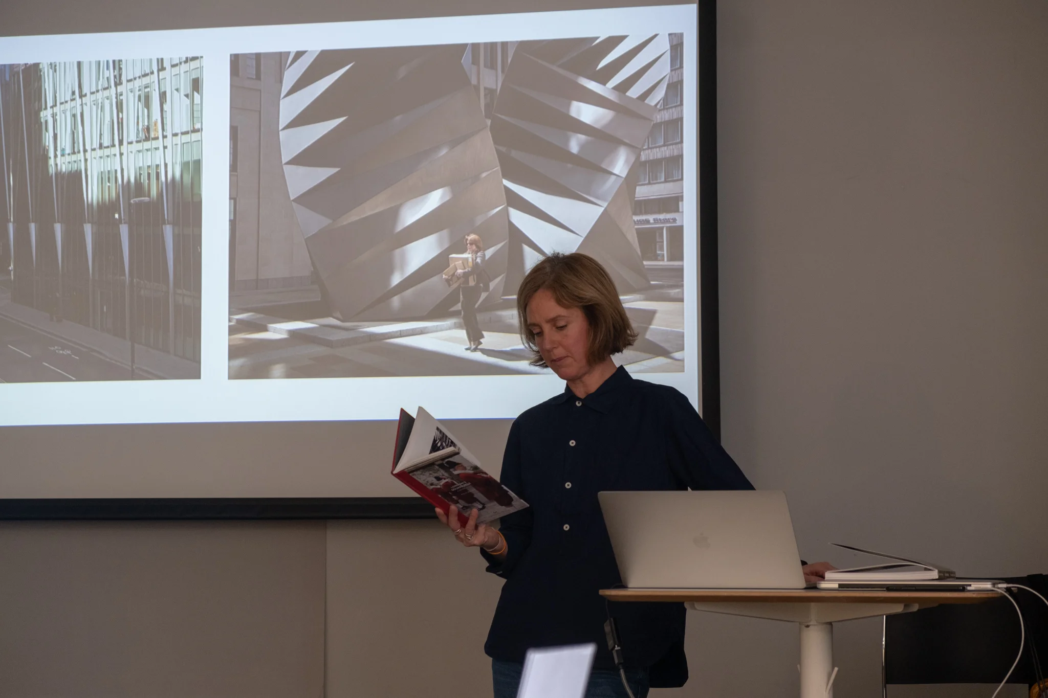 Polly Braden giving her presentation before the public entry to Folio Friday at The Photographer’s Gallery. Taken by Graham Land, March, 2019