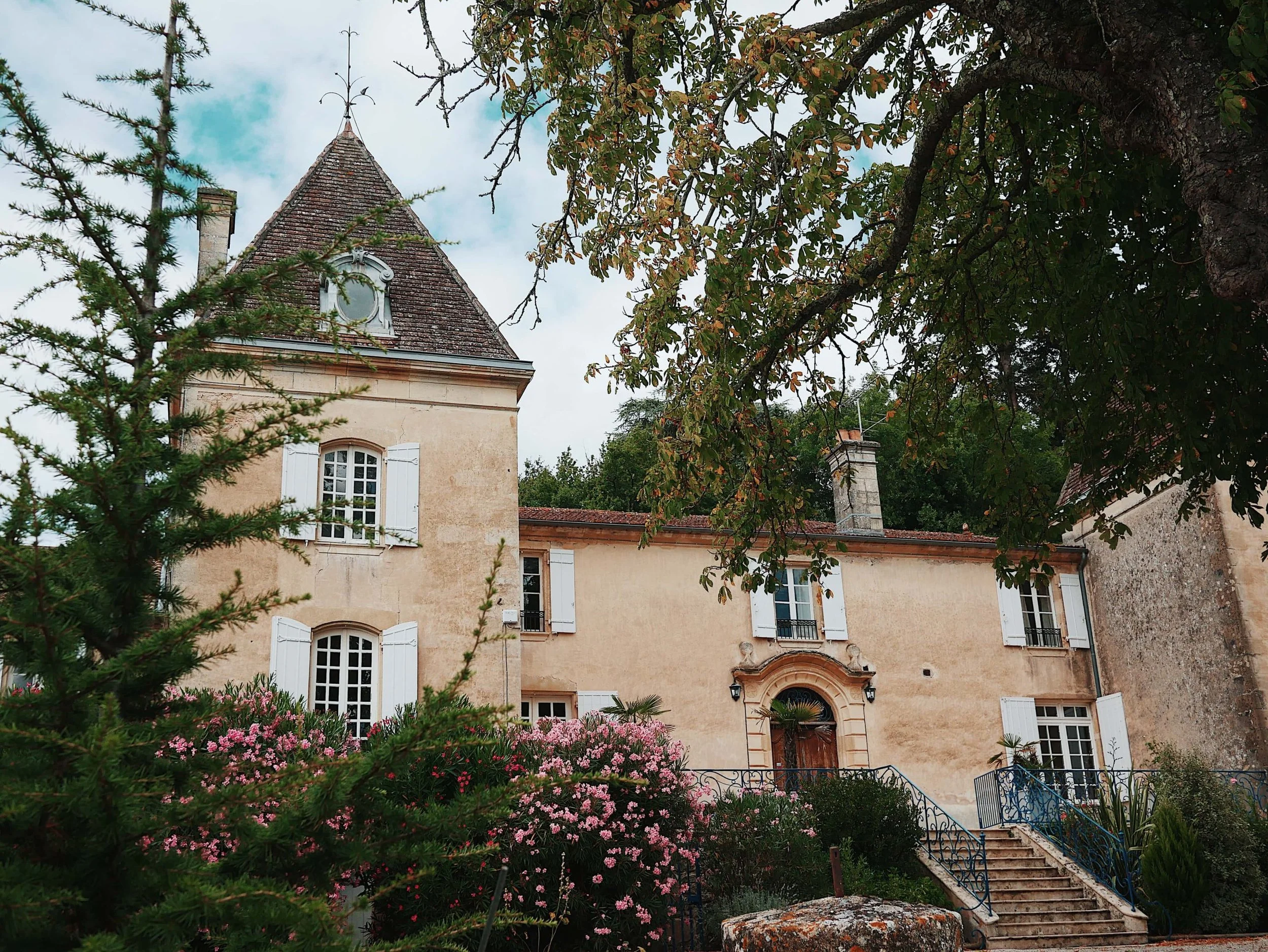 chateau gayon facade old historic building in bordeaux wine region