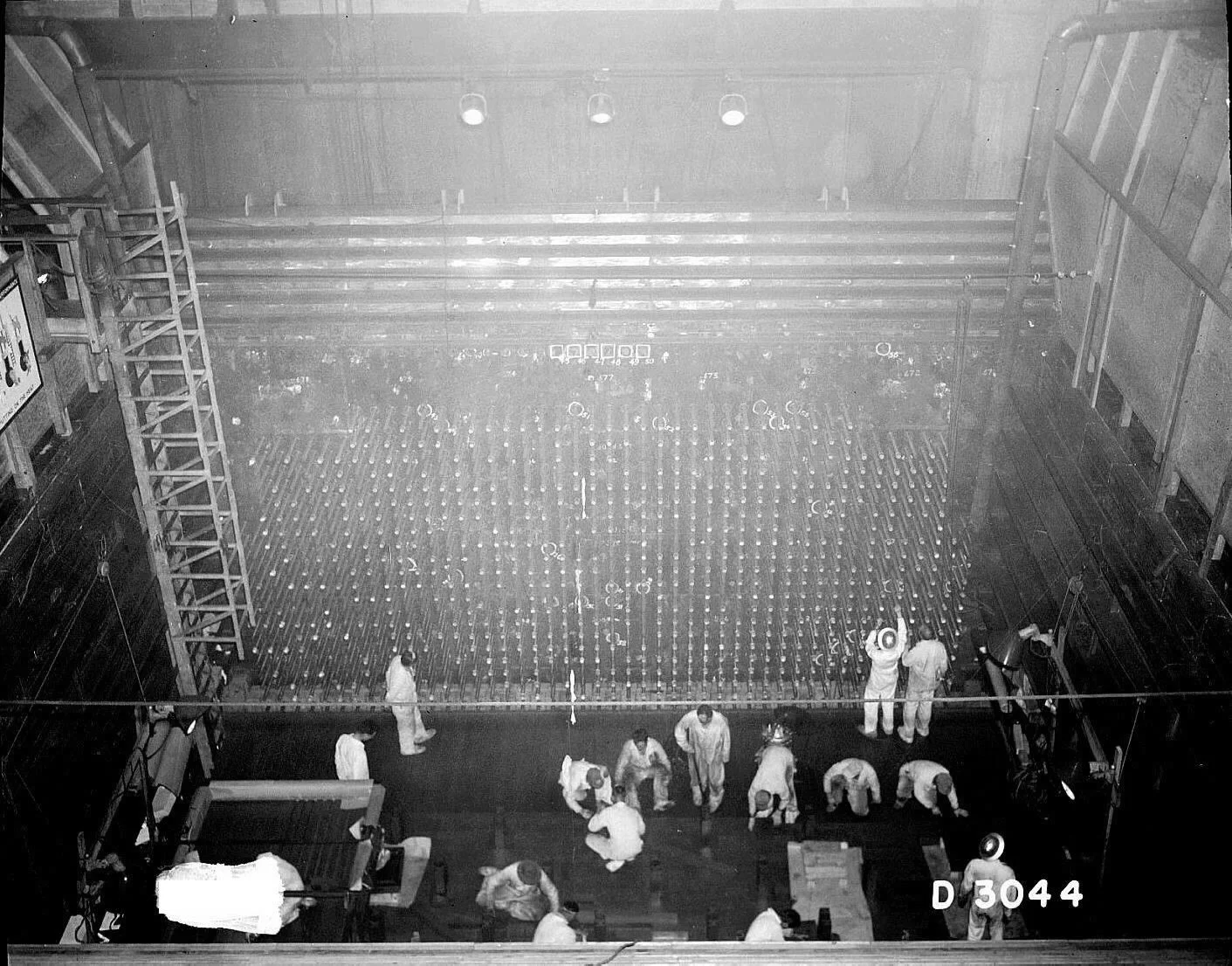 Front face of the B reactor at the Hanford site.