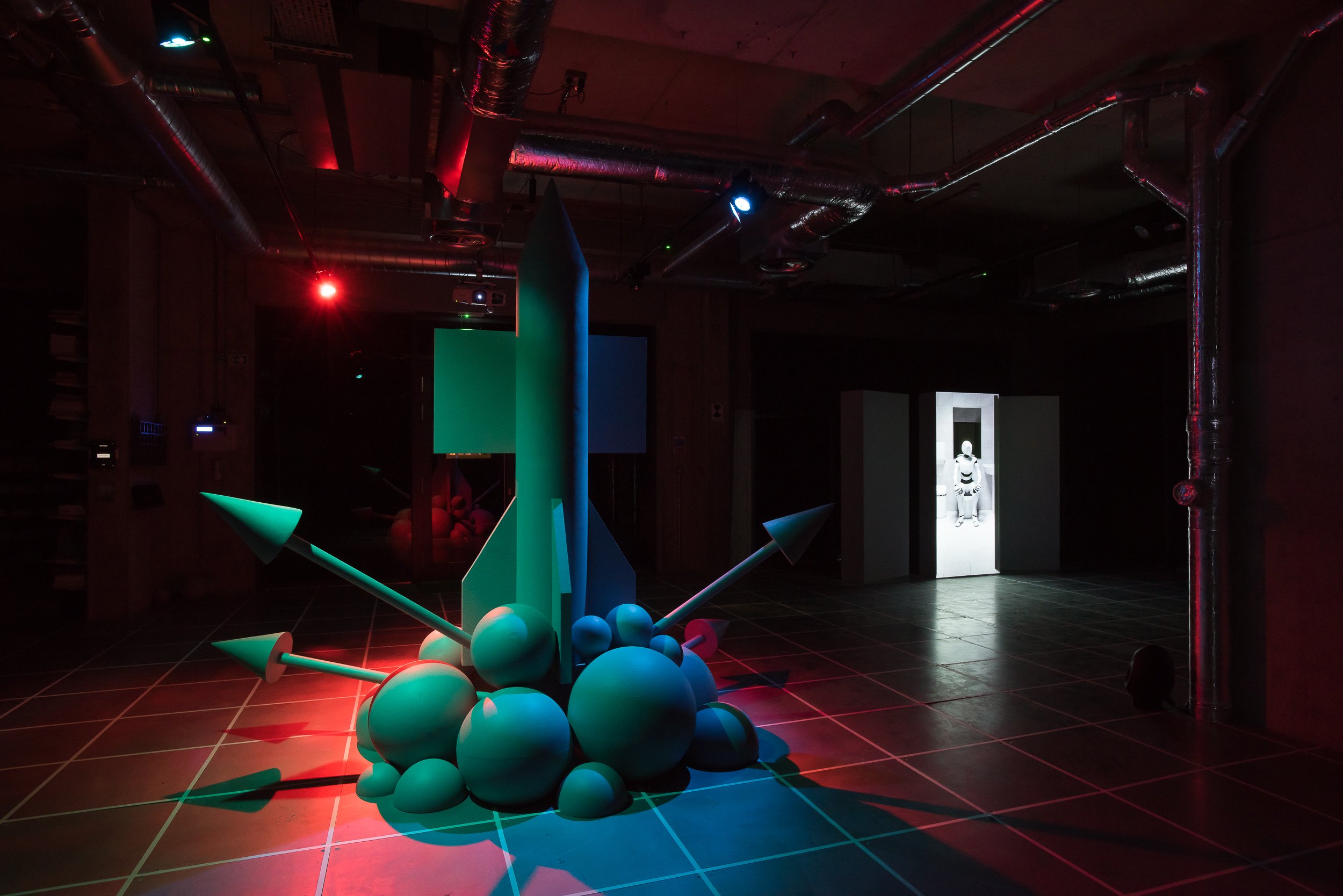 Alan Warburton, RGBFAQ, 2020. Installation view, arebyte Gallery, London. Image: Max Colson.