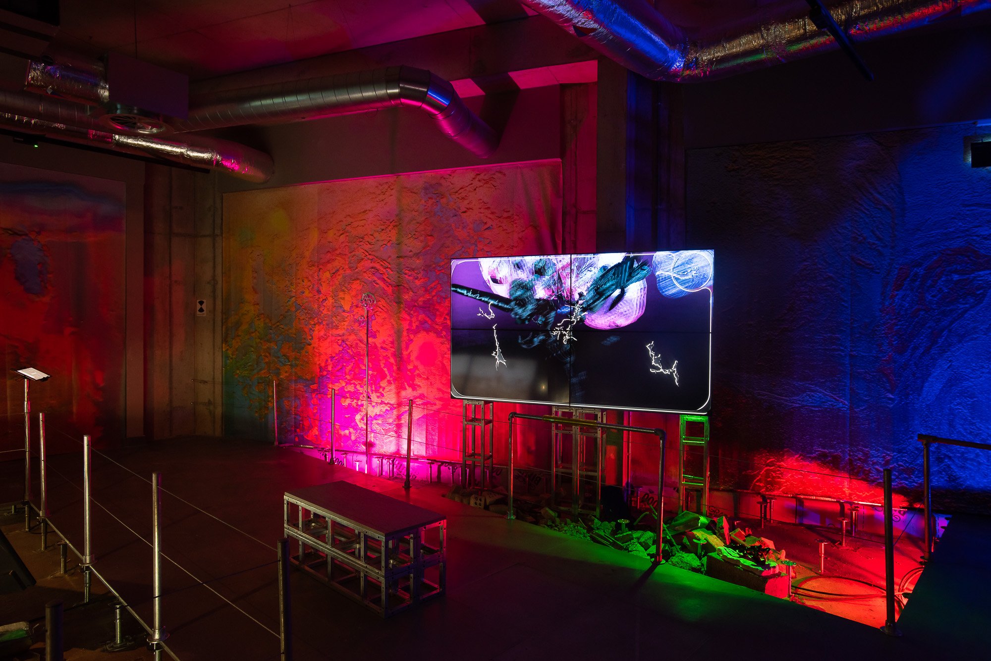 Kumbirai Makumbe,LDMYA, 2022. Installation view of Futures Past (2022), arebyte Gallery, London. Image: Max Colson.