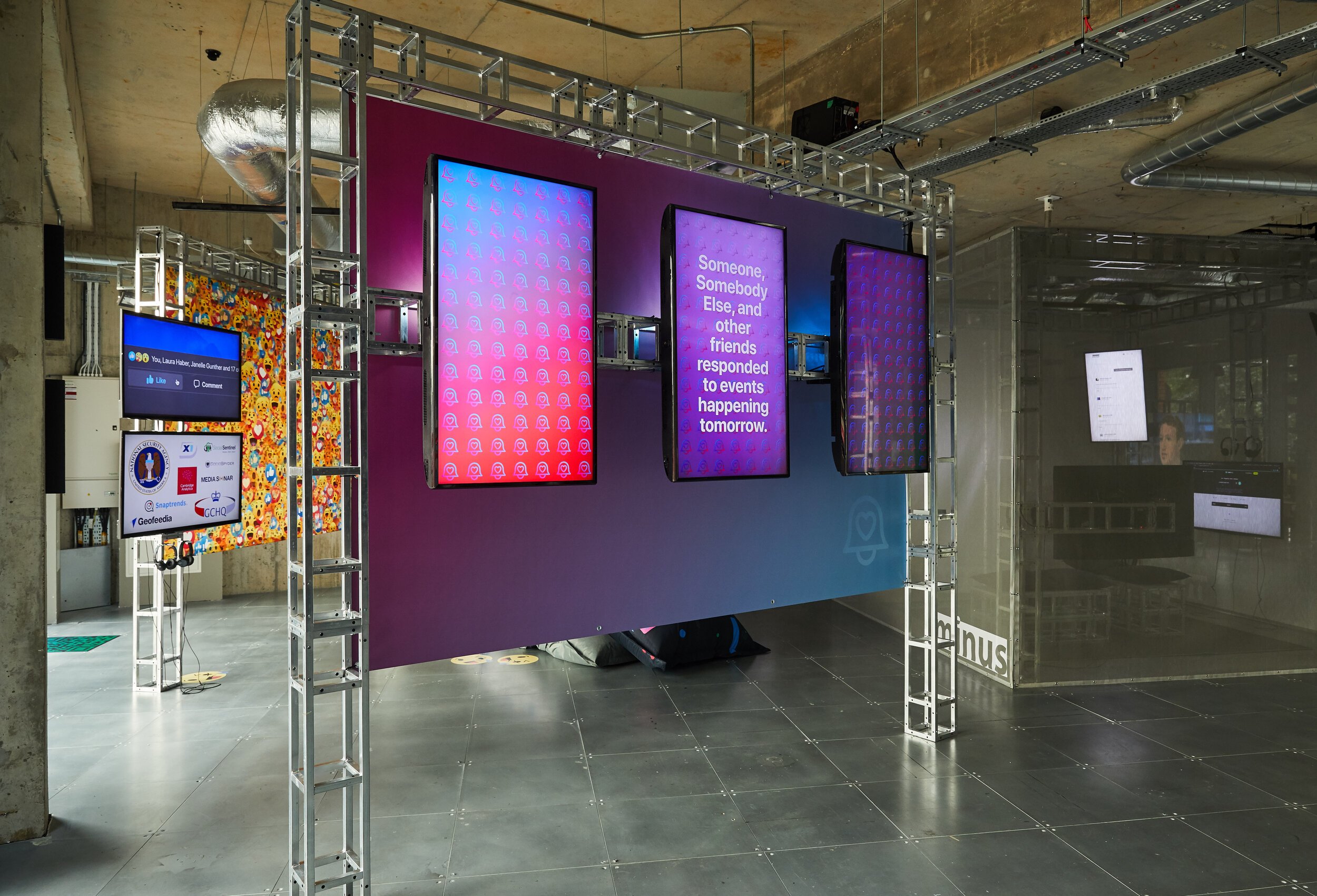 Ben Grosser, software for less, 2021. Installation view, arebyte Gallery, London. Image: Max Colson.