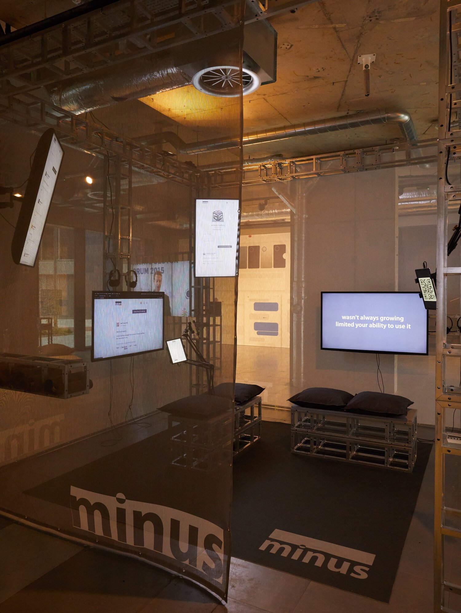 Ben Grosser, software for less, 2021. Installation view, arebyte Gallery, London. Image: Max Colson.