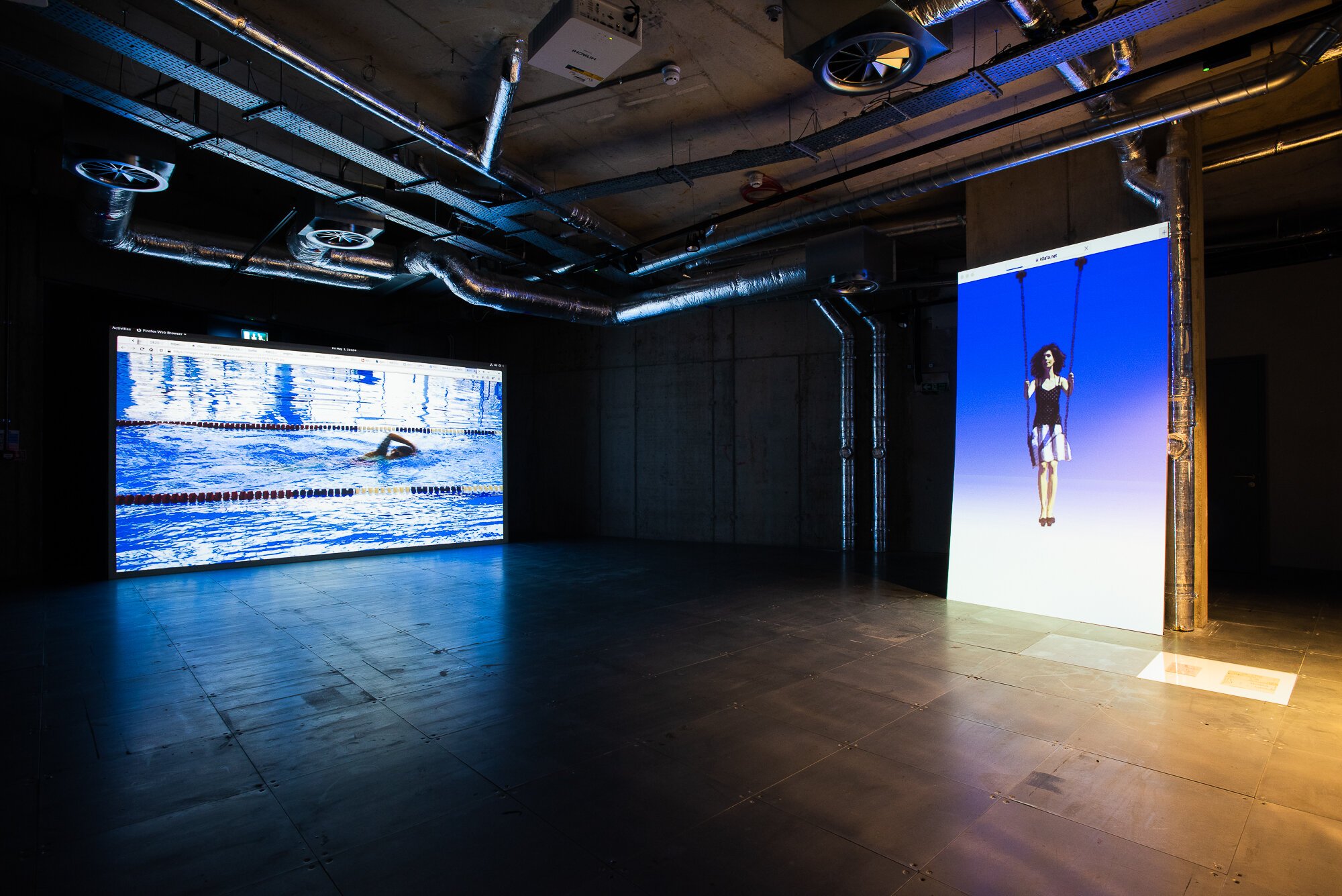 Olia Lialina, Best Effort Network, 2020. Installation view, arebyte Gallery, London. Image: Max Colson.