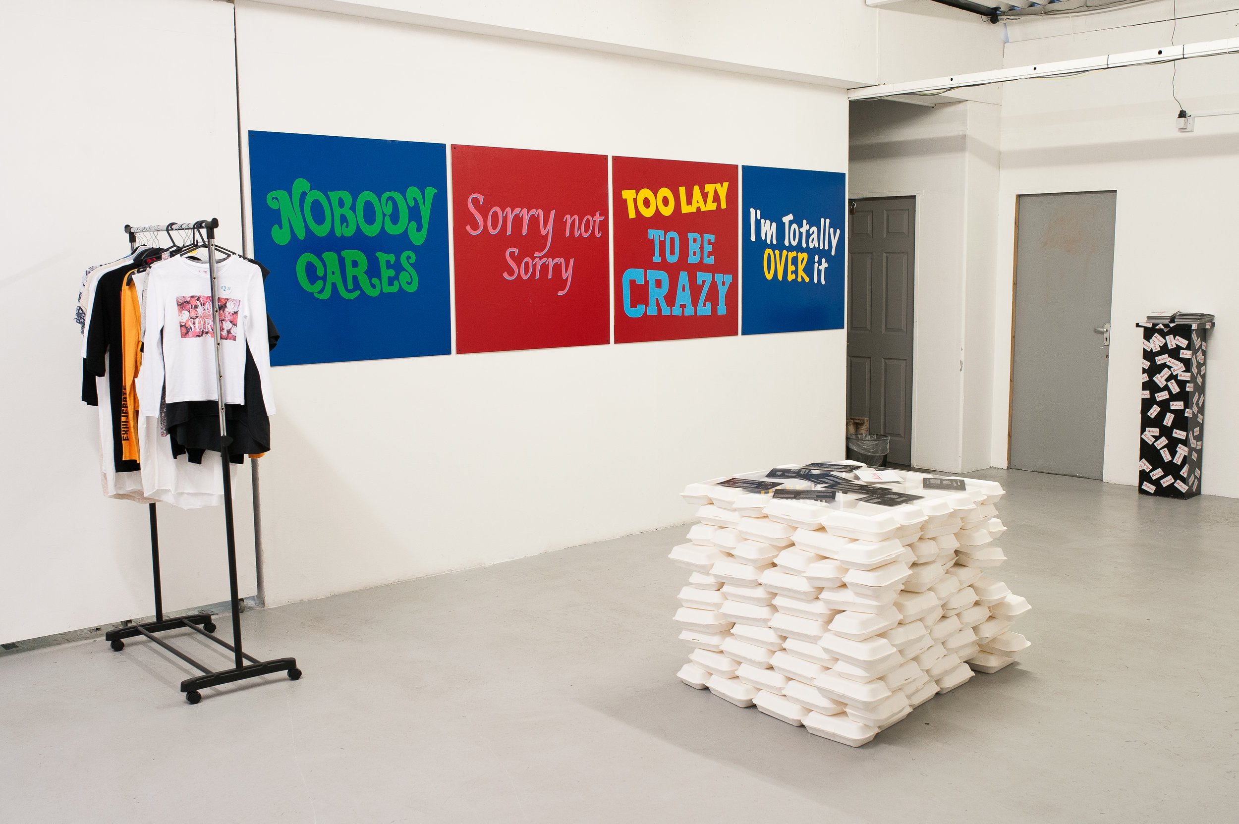 Louise Ashcroft, I'd Rather be Shopping, 2017. Installation view, arebyte Gallery, London.