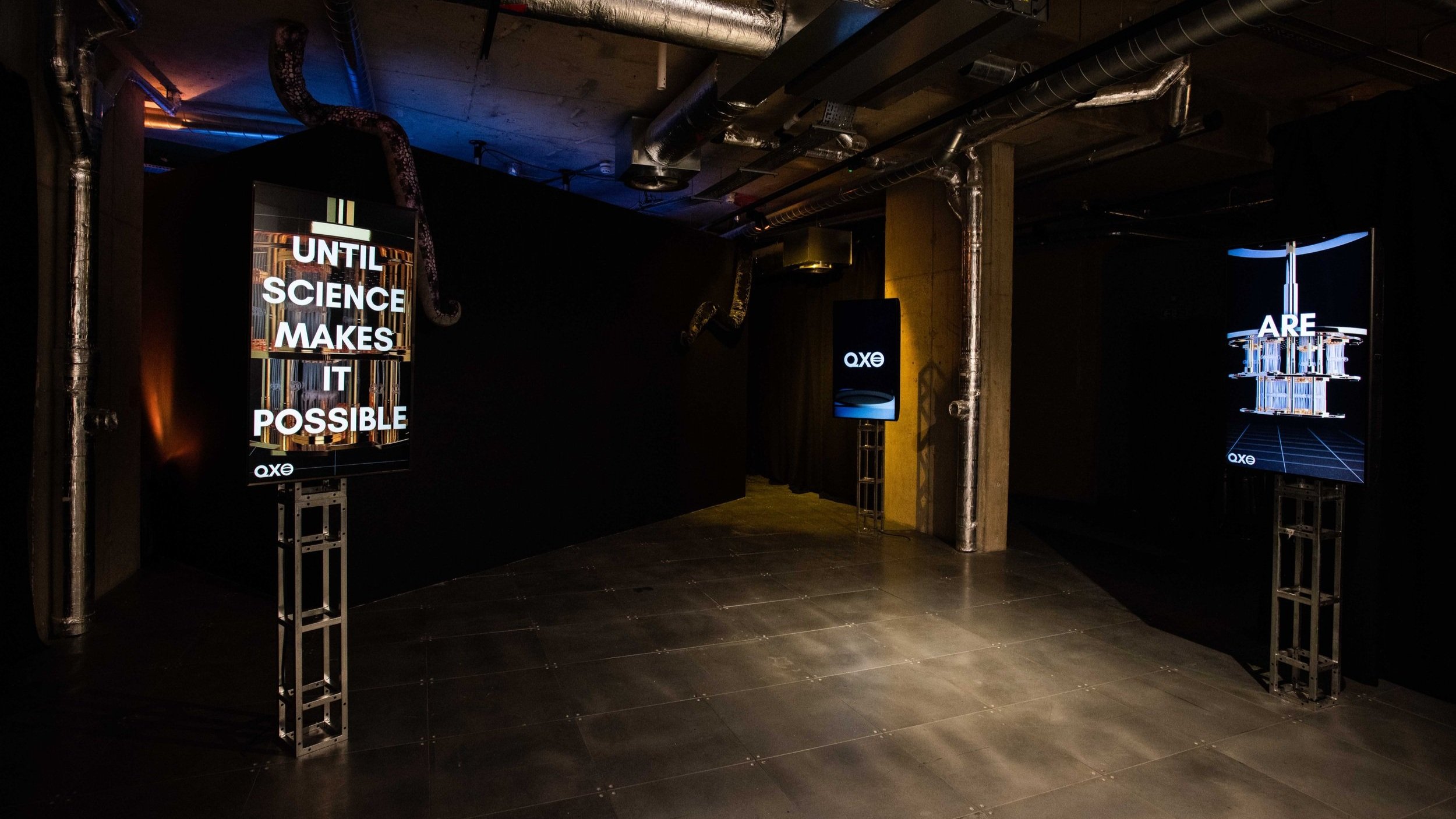 Libby Heaney, The Evolution of Ent-: QX, 2022. Installation view, arebyte Gallery, London. Image: Max Colson.