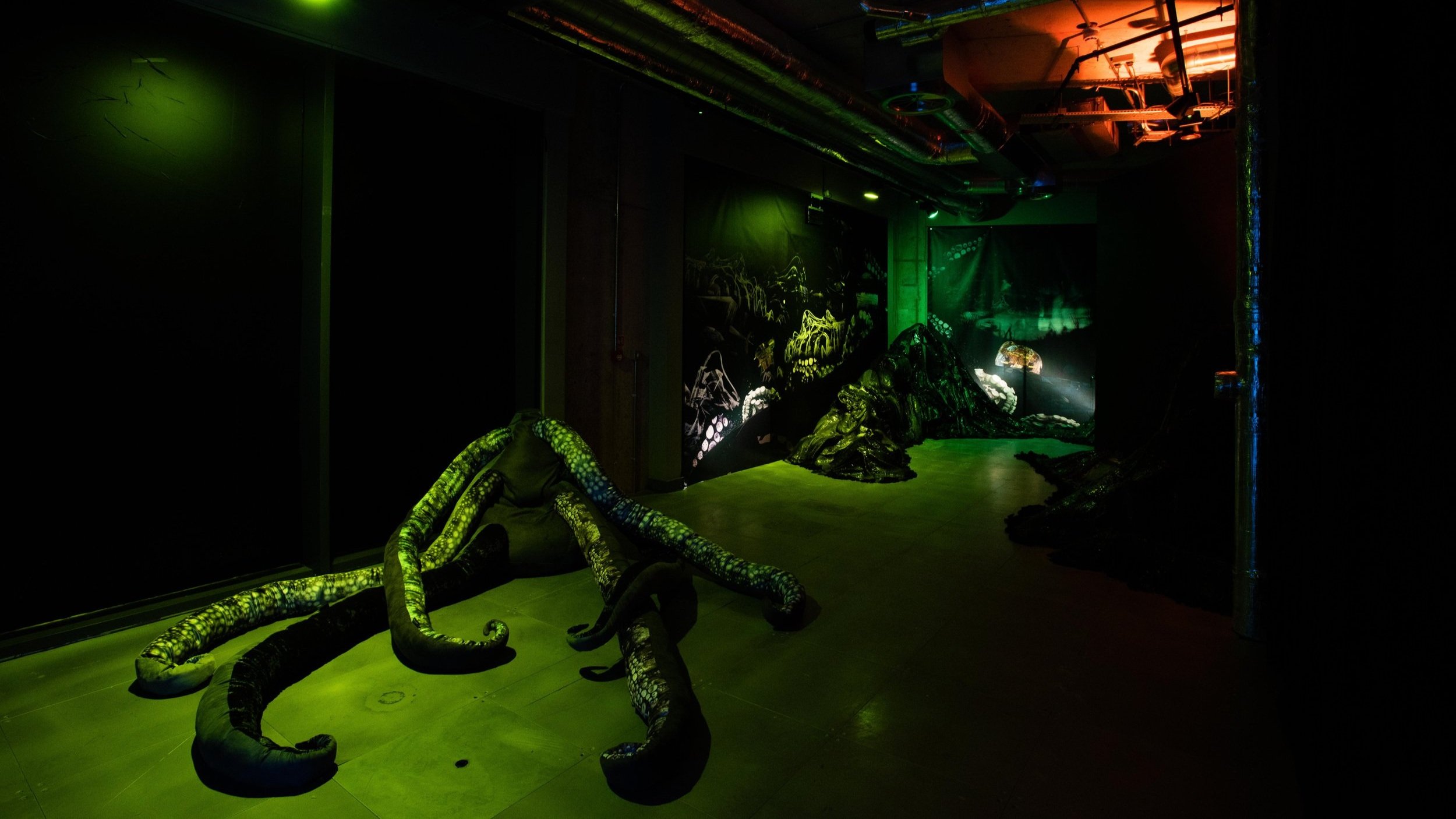 Libby Heaney, The Evolution of Ent-: QX, 2022. Installation view, arebyte Gallery, London. Image: Max Colson.