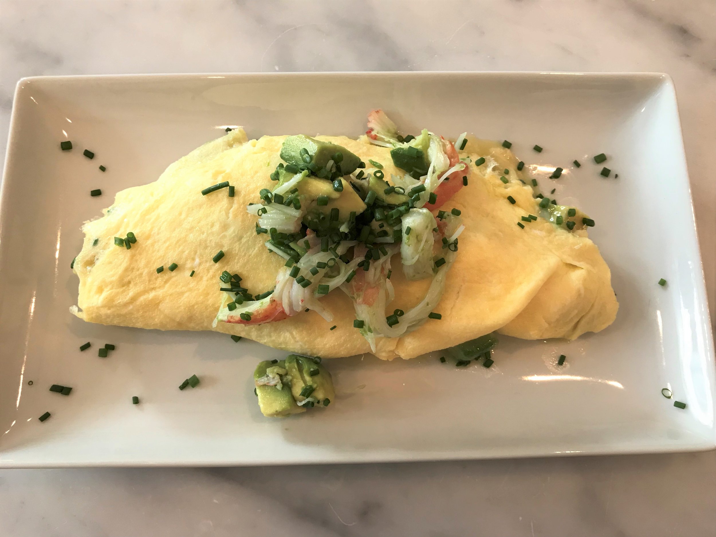 Crab, Avocado, and Chive Omelette