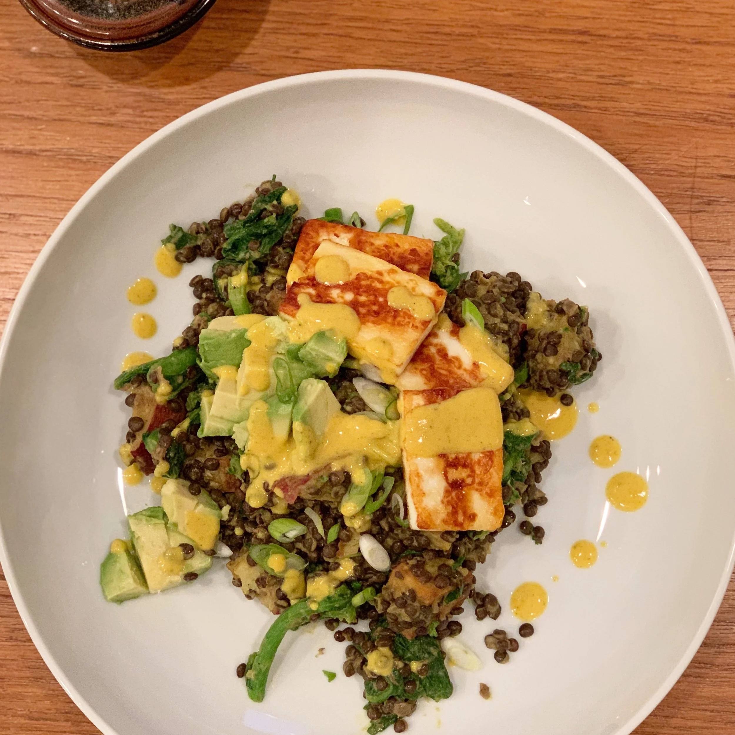 Black Lentil Bowl with Paneer and Tahini Dressing