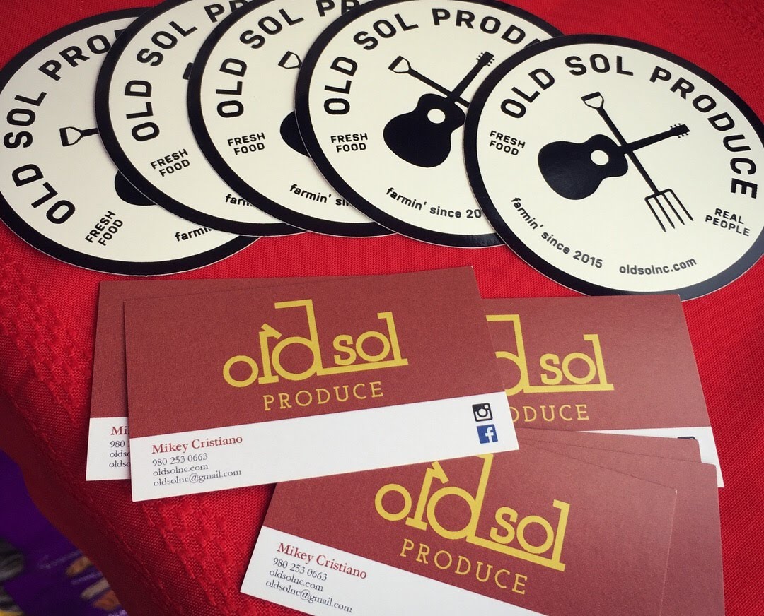 Old Sol calling cards and circle stickers.