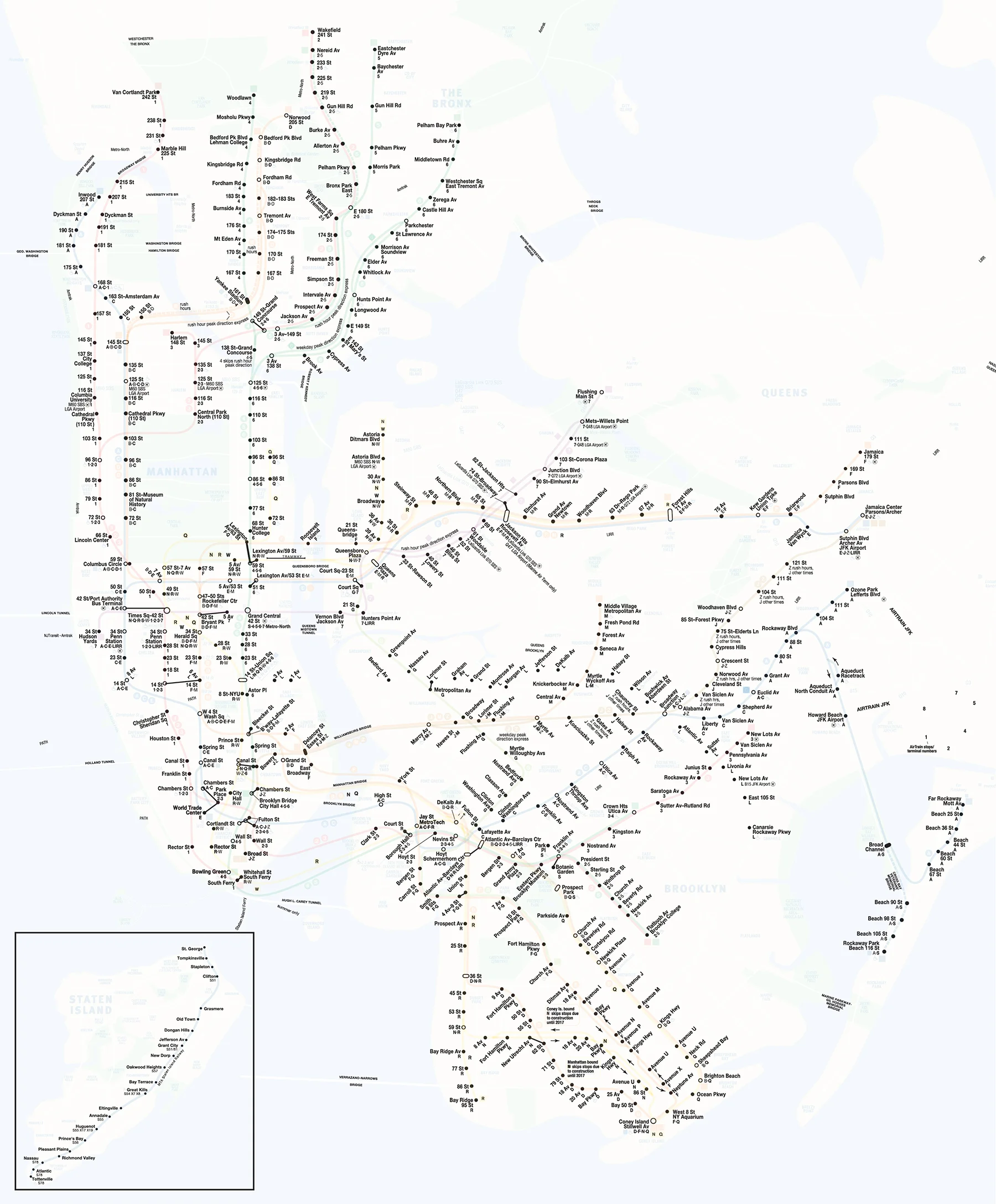 Station names locate specific stations and describe the services offered.