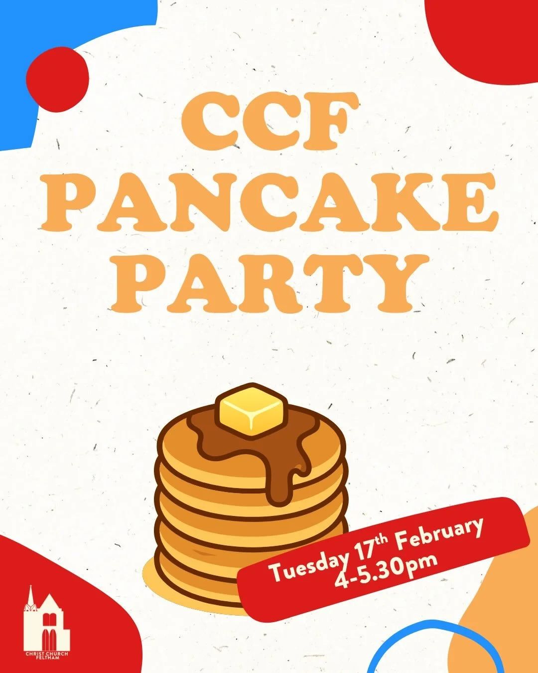 CCF Pancake Party is happening soon. We&rsquo;d love you to come and join us!