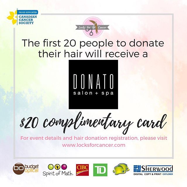 Come out to our hair donation events and get discount cards from @donatosalonspa for your next haircut!