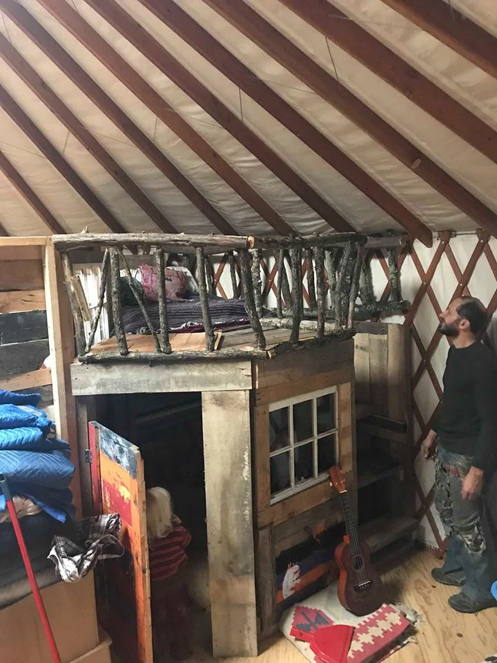 The first time my daughter saw the play space we built for her.
