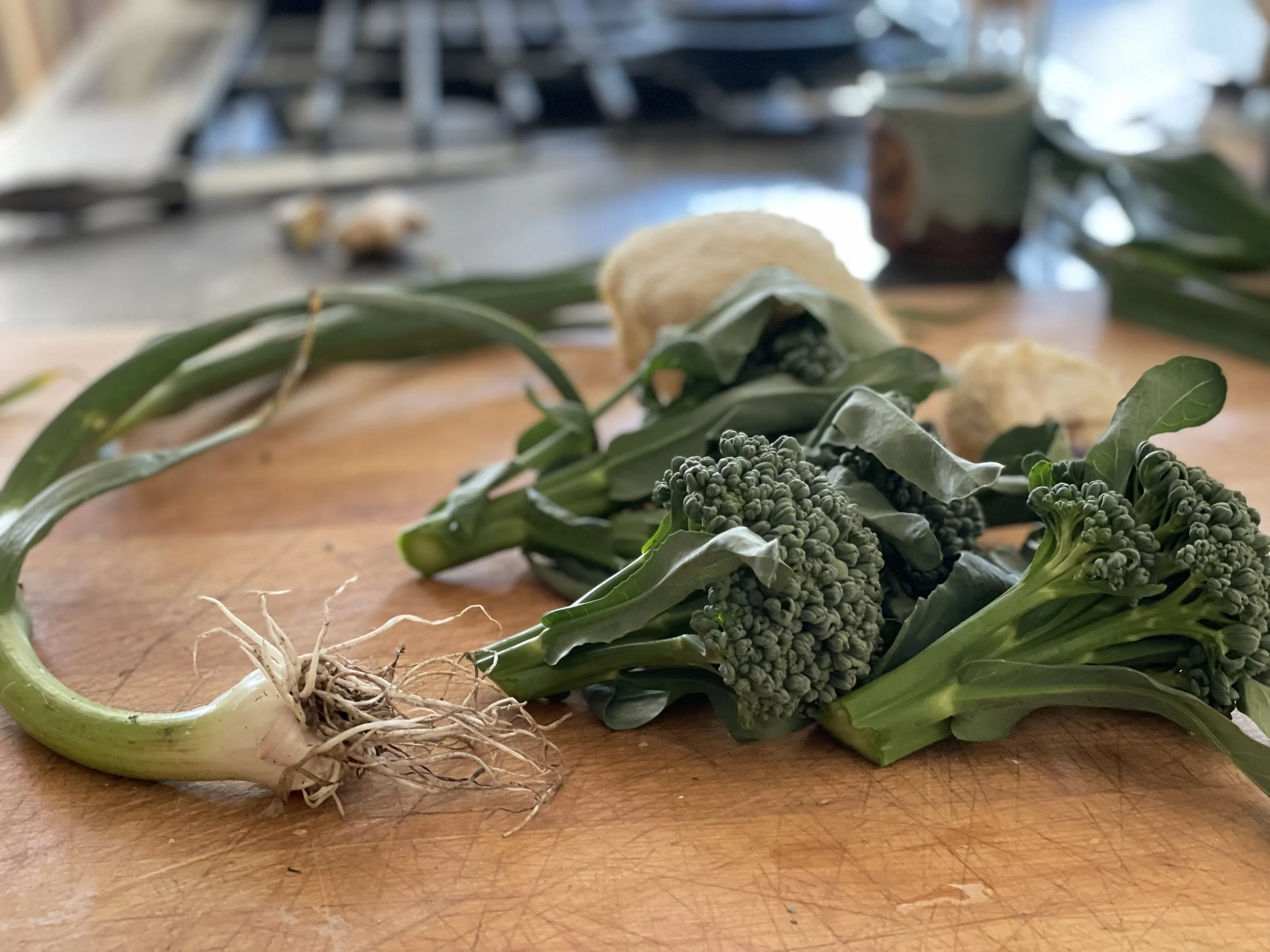 Roasted Broccolini and Mushrooms with Miso Ginger Sauce