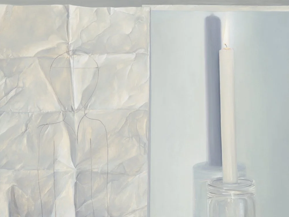 Found drawing and lit candle printout                    