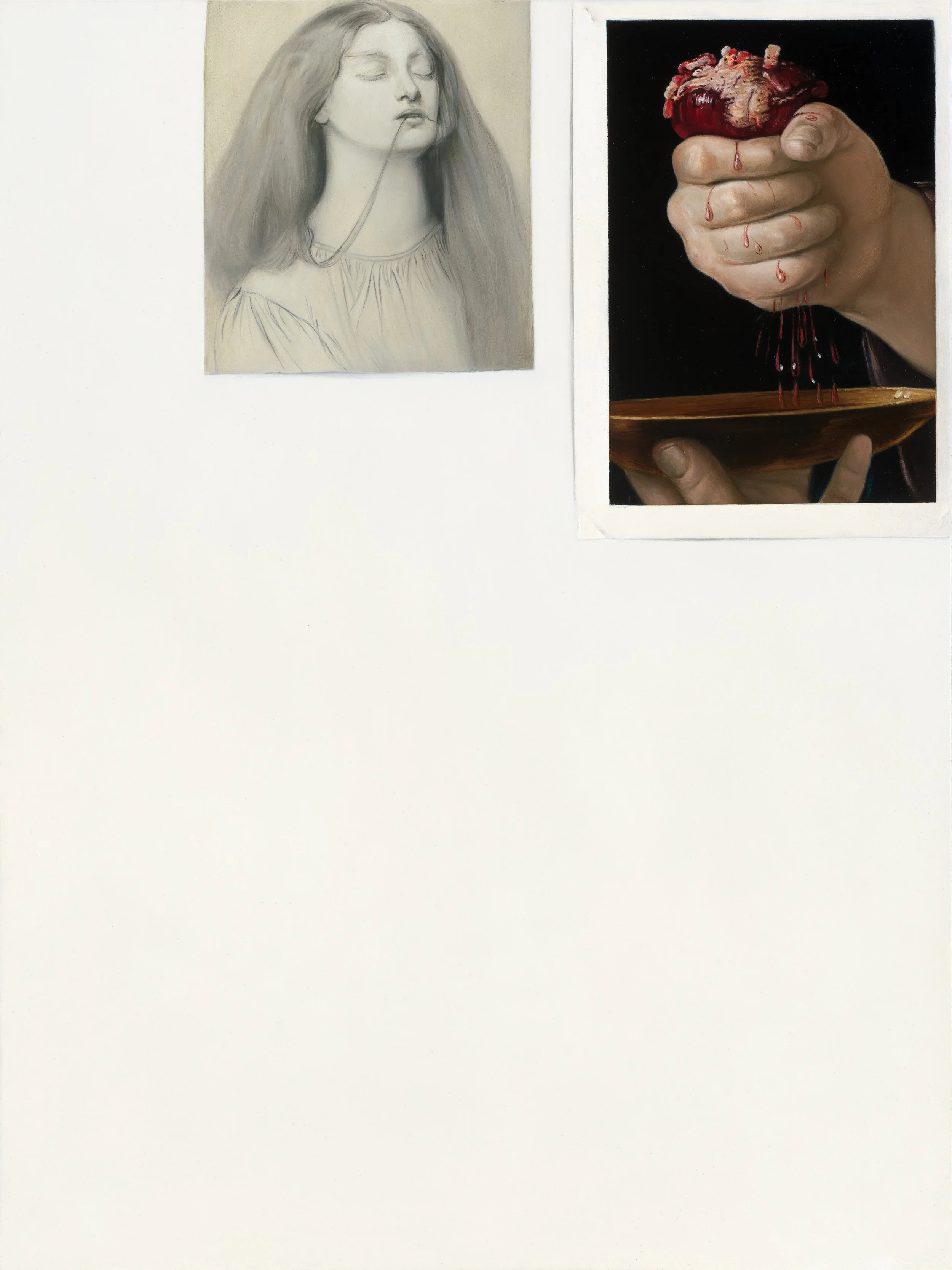 Printouts: Rossetti’s Delia study and detail from Mei’s Ghismunda