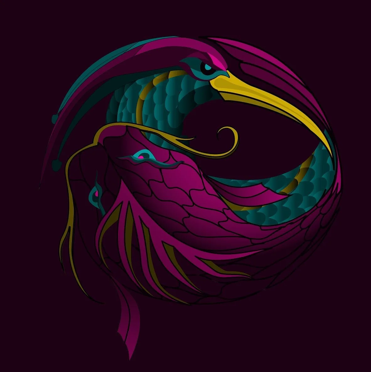 &ldquo;The fish and the Heron&rdquo; I have been stuck/staring at this project for two years. I figured I might as well show it. The idea is balance shown abstractly and literally. Hope you enjoy it. #illustration #graphicdesign #icondesign #symbol #