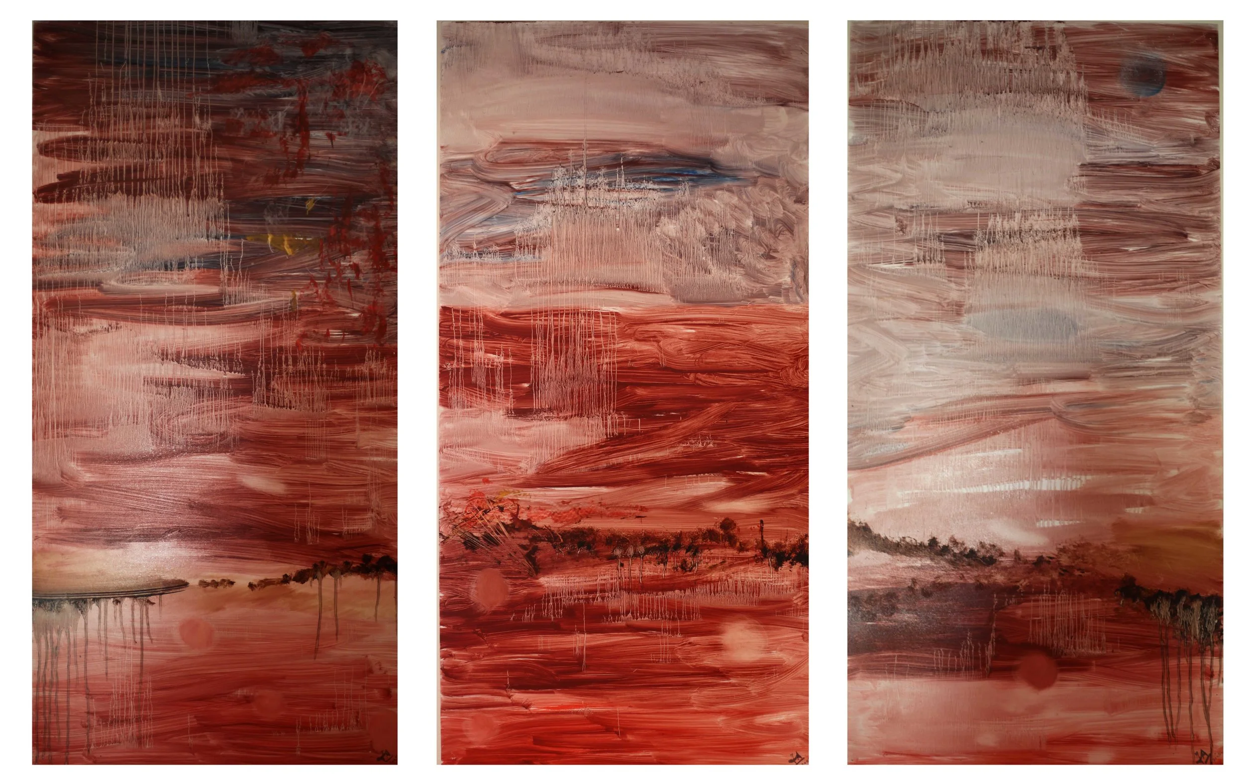 2. METAMORPHOSIS-A triptych of a fantasy landscape, oil on board. The original painting has been sold, however limited colour prints signed by the artist can be ordered. 