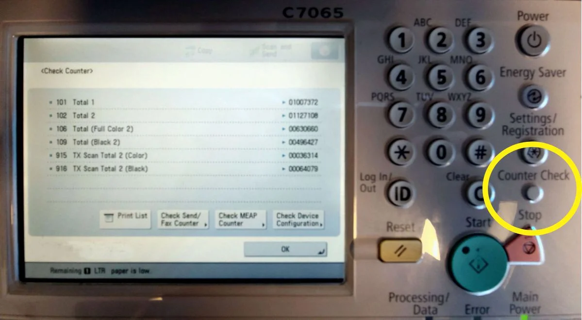 Meter Reading — Pacific Office Equipment