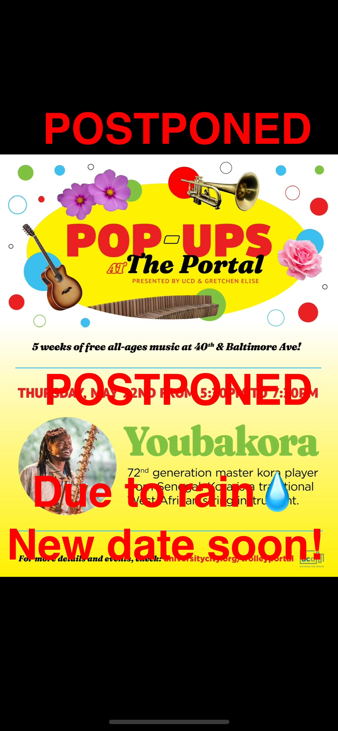 Pop-Ups at the Portal: Youba Kora (POSTPONED DUE TO RAIN)