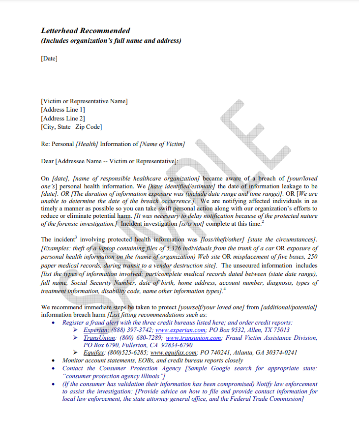 Effective Hipaa Breach Notification Letter Examples Samples Etactics