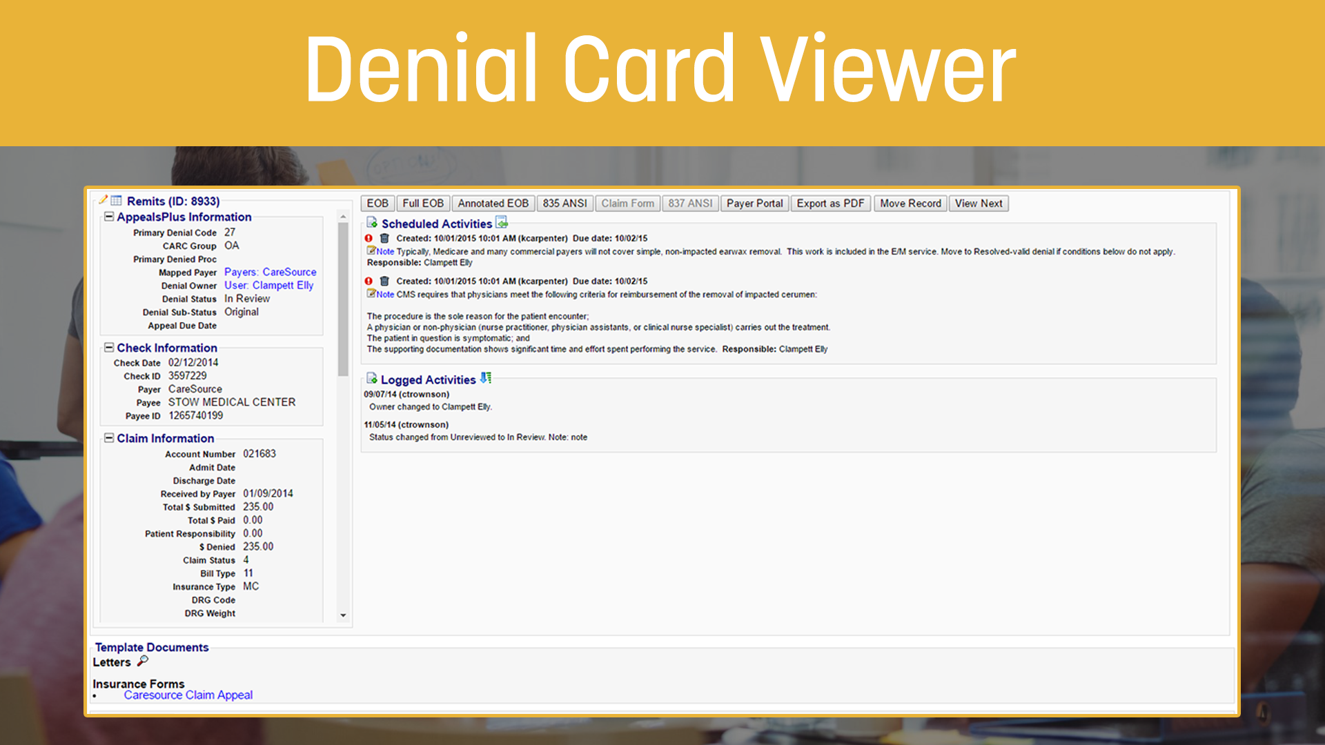 Denial Card Viewer