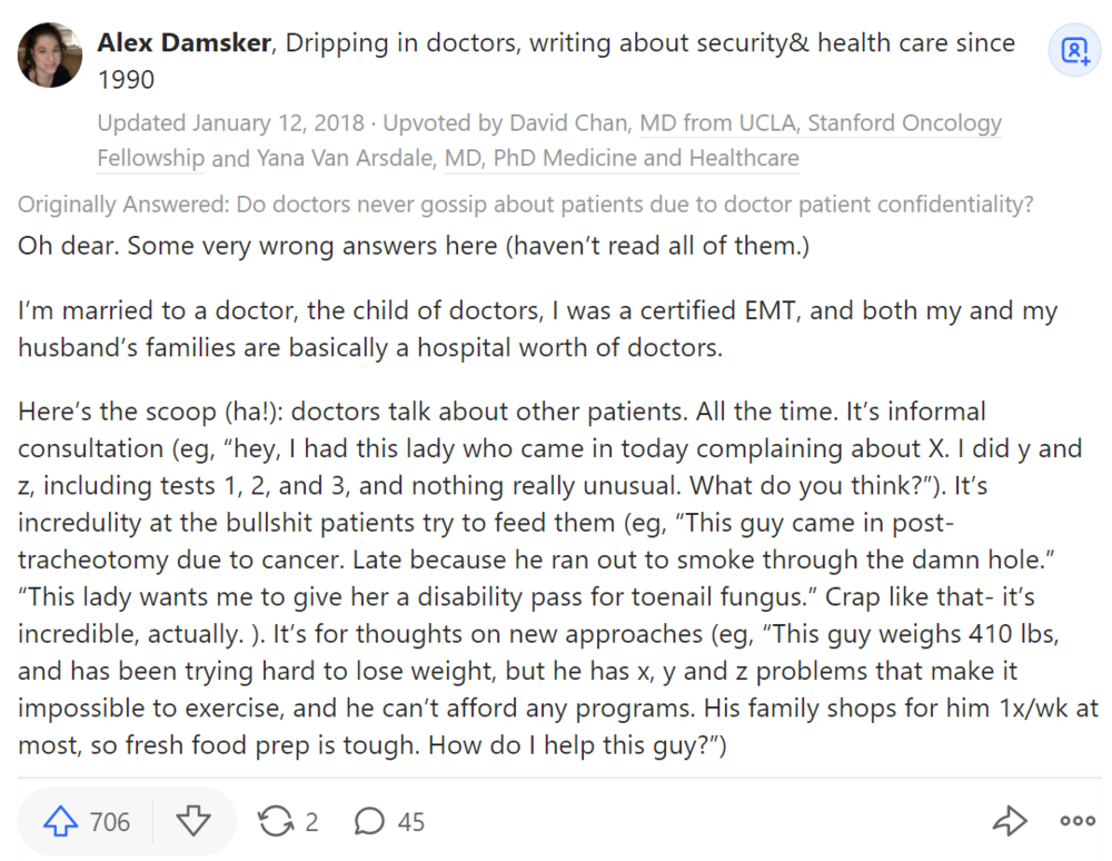 Do Doctors Talk About Their Patients Yes Etactics