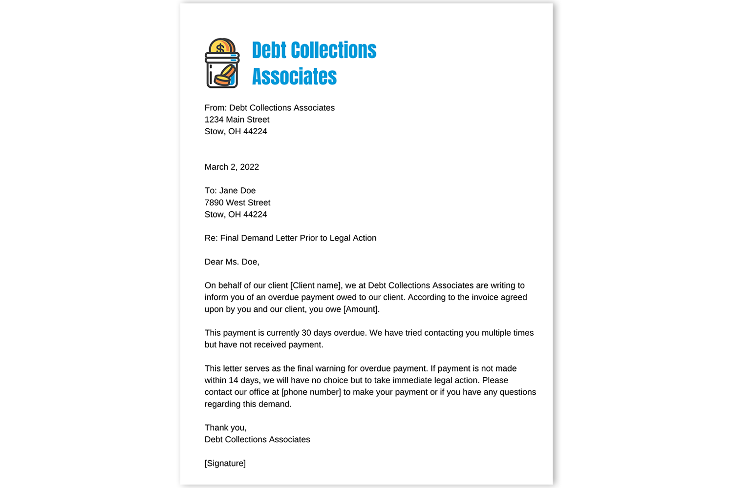 4 Effective and Ethical Debt Collection Letter Examples Etactics