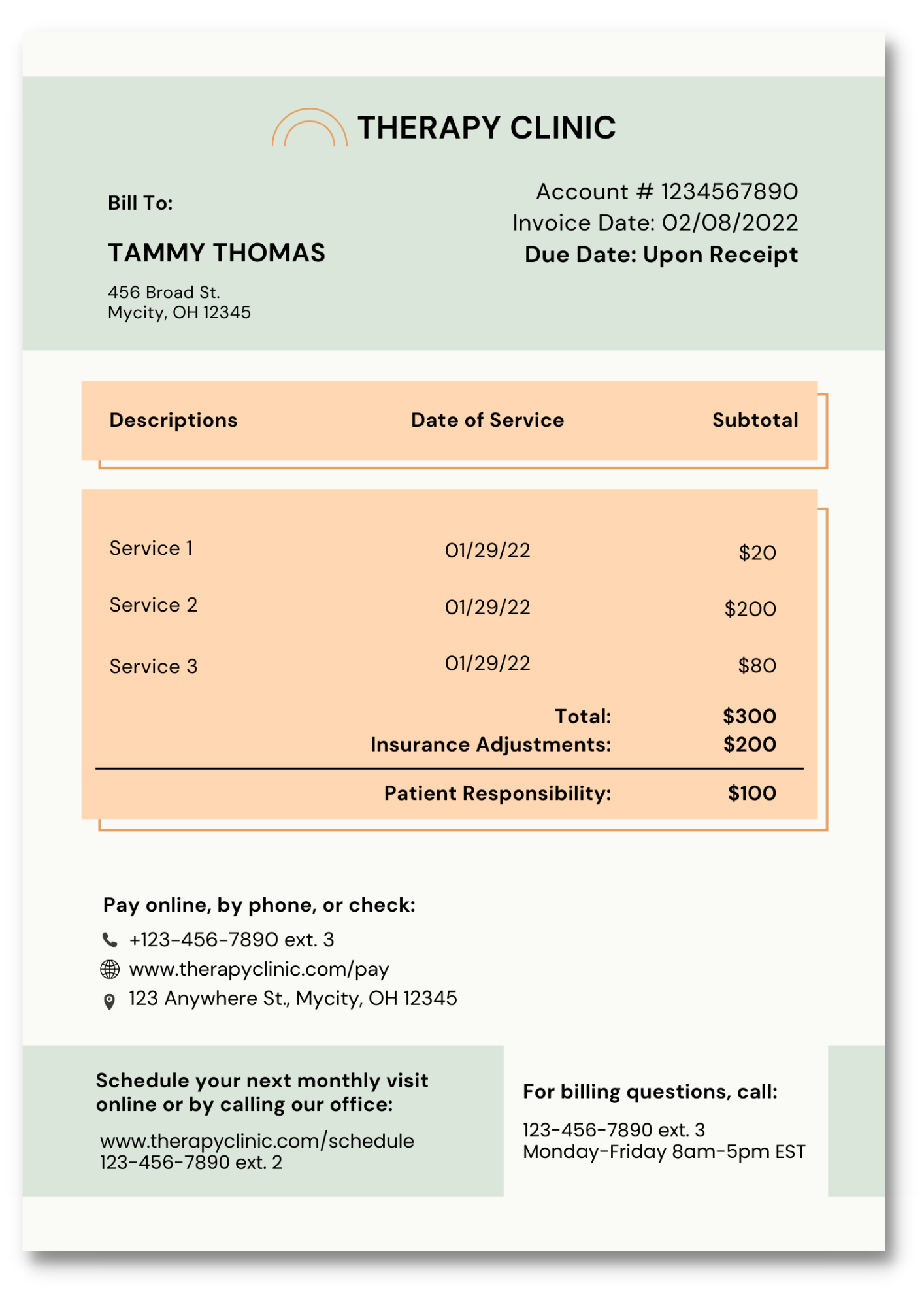 Physical Therapy Invoice Template