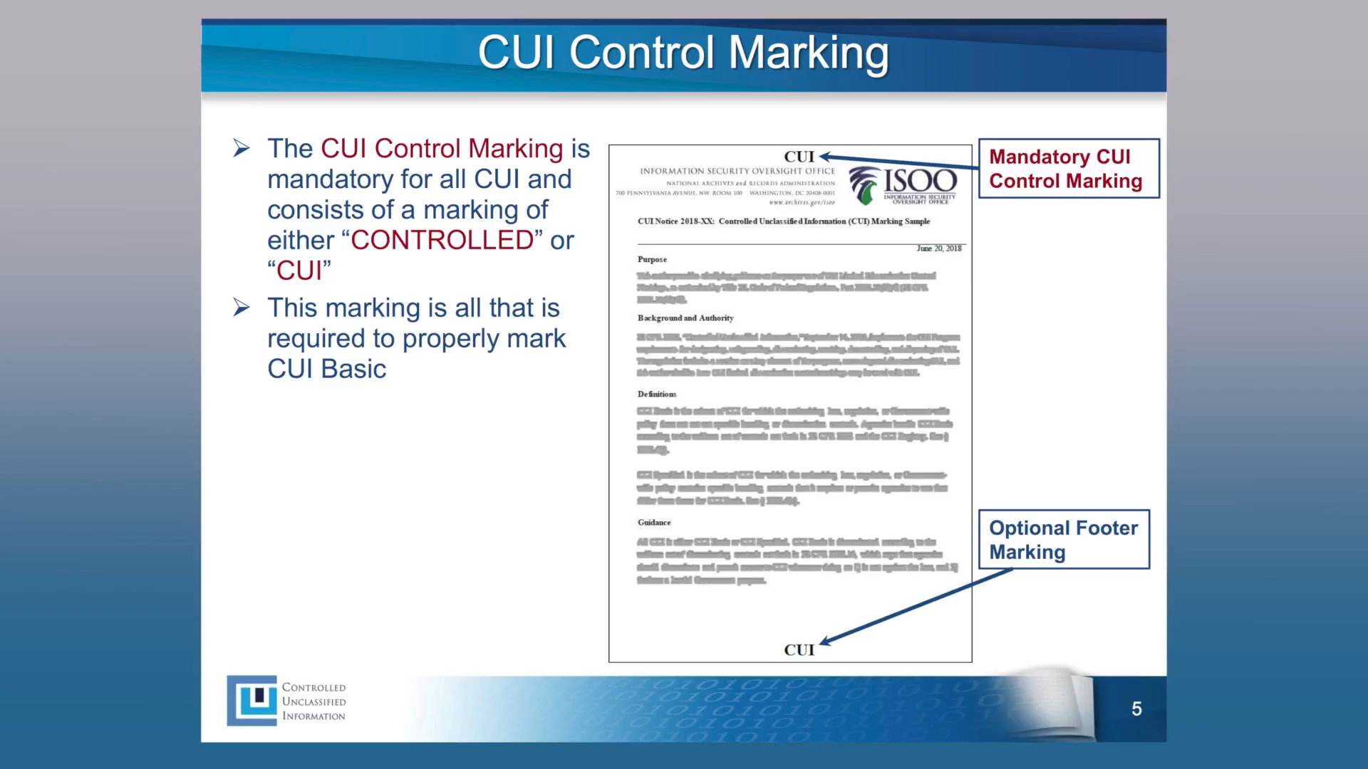 What is cui specified
