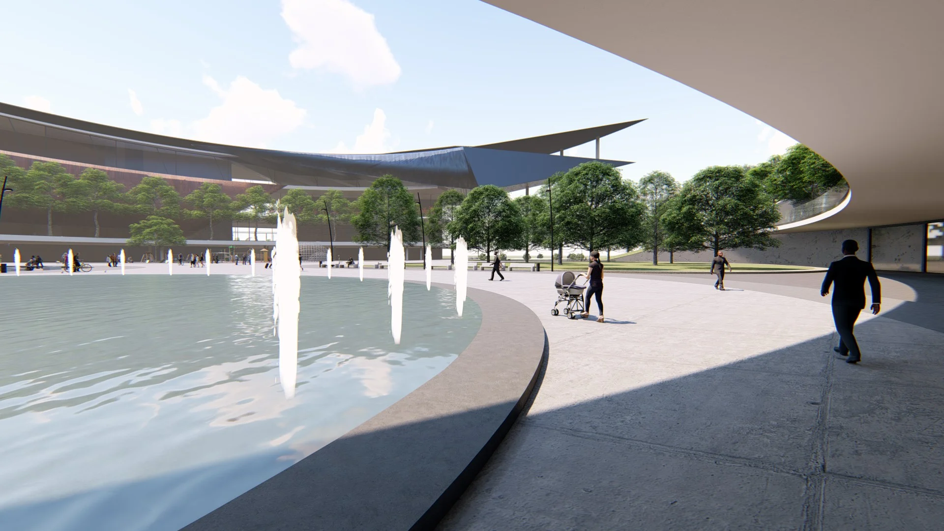 Fountain on the ground-level.