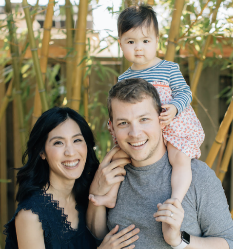Homeowners Dorothy and Connor Sears with their young daughter.