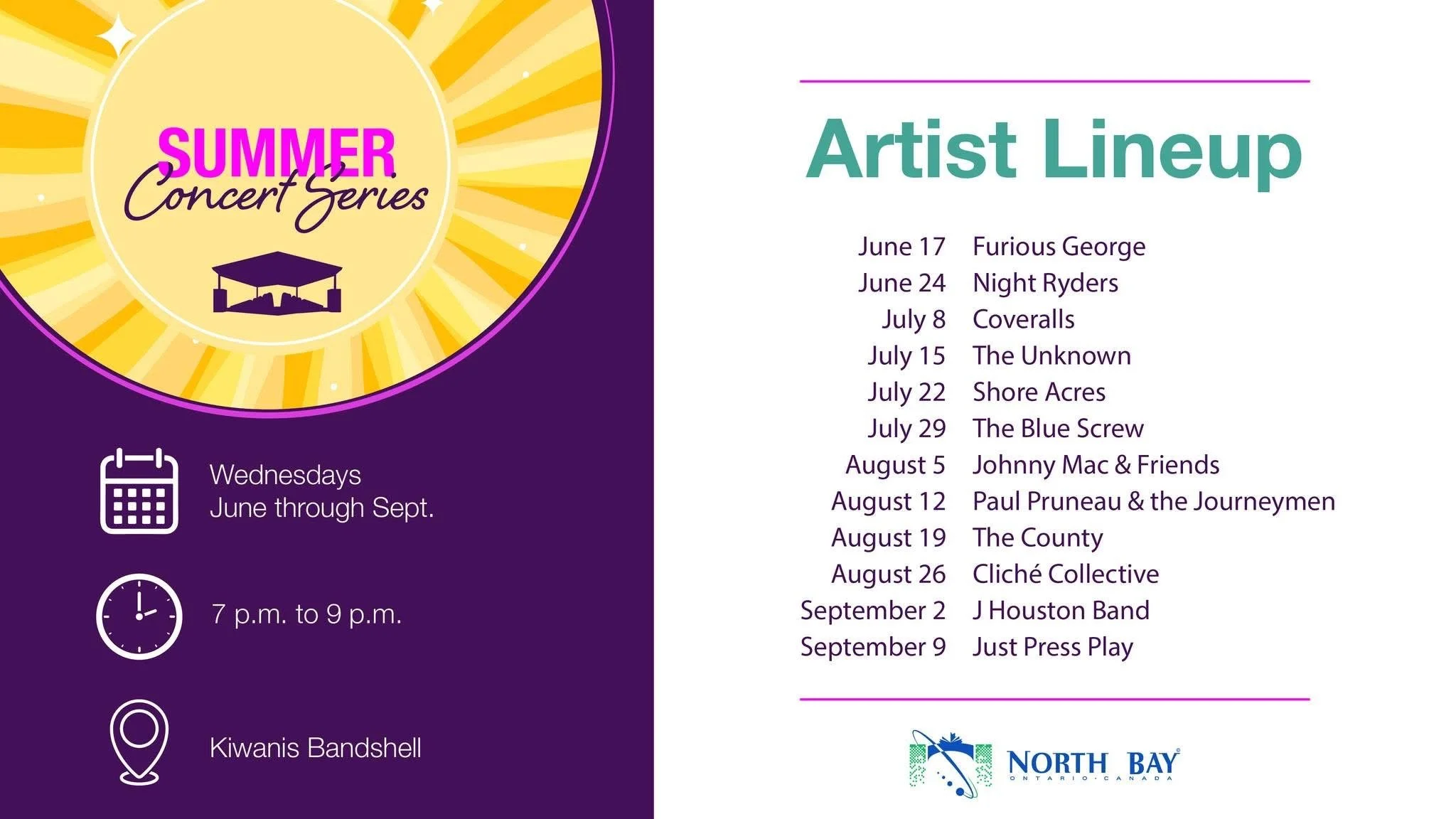 SUMMER CONCERT SERIES / KIWANIS BANDSHELL, NORTH BAY WATERFRONT