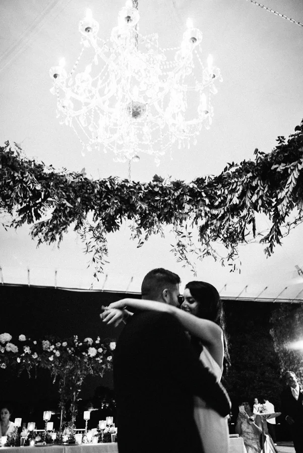 Bride and groom first dance at Chicago botanic garden wedding.
