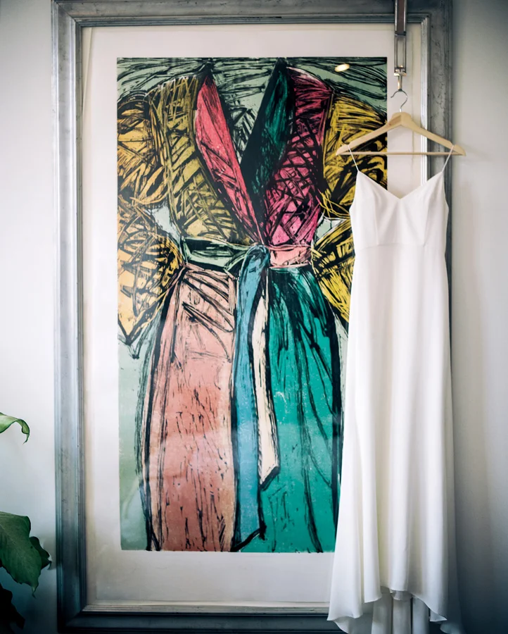 Detail of bridal gown.