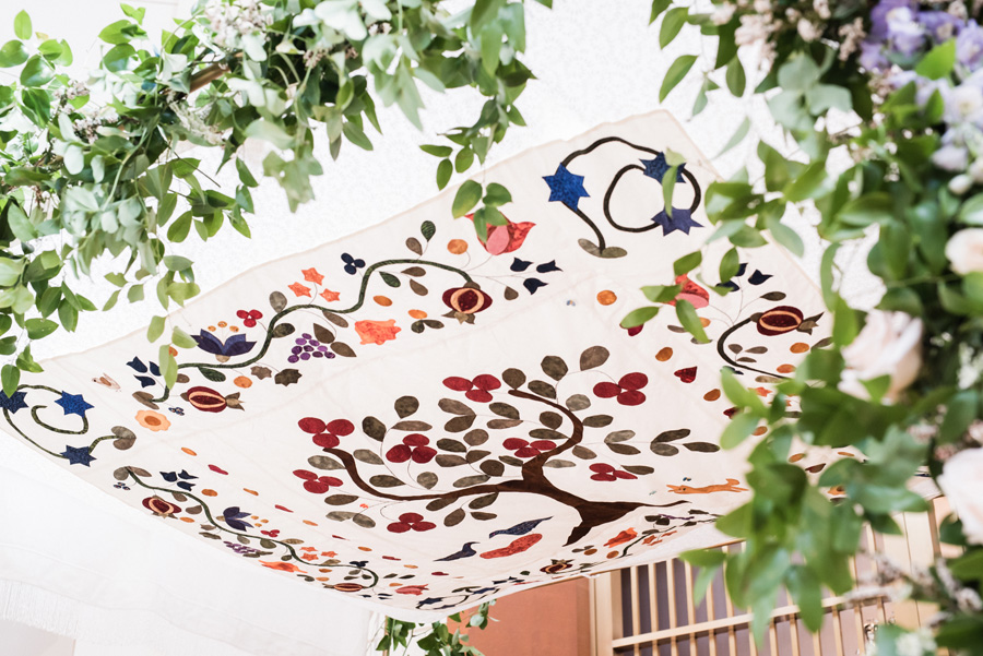 Detail of Chuppah at Jewish wedding ceremony.