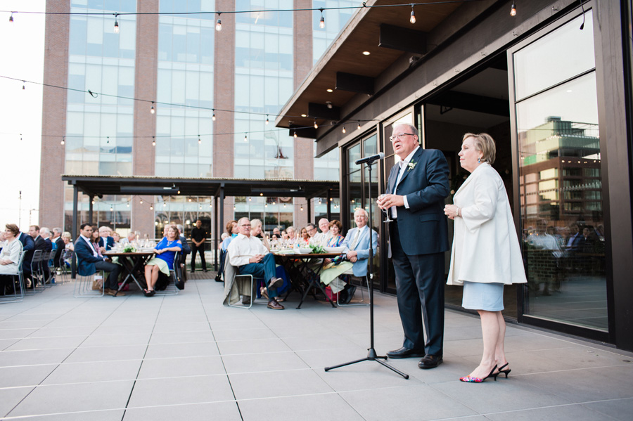Parent's toast at wedding reception.