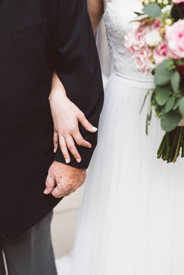 Bride and her grandpa about to walk down the aisle.
