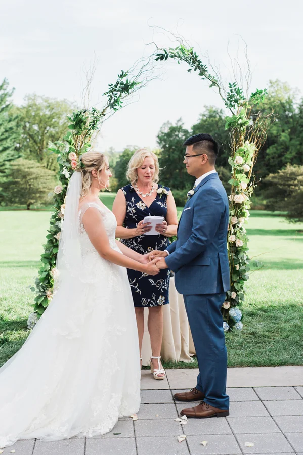 Bride and groom at wedding ceremony.