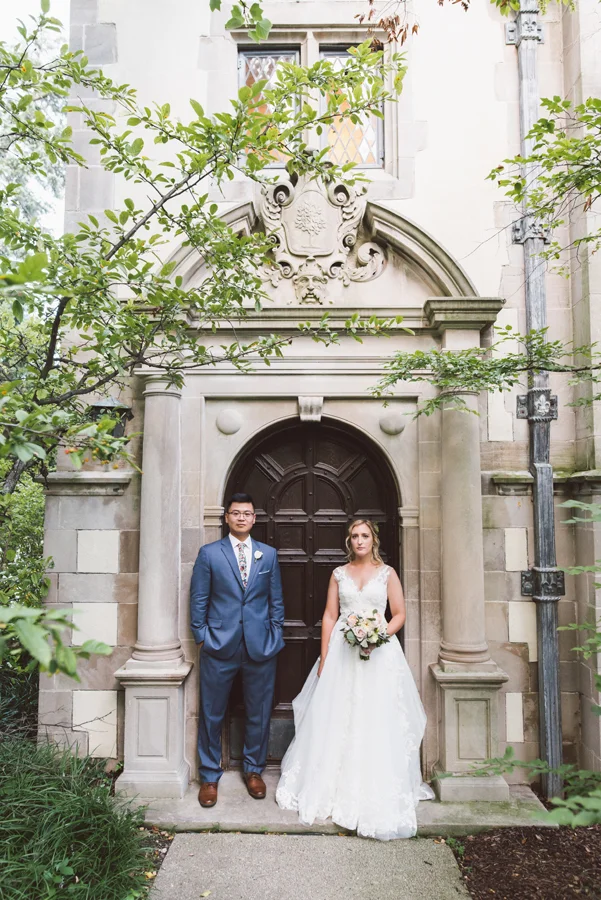 Bride and groom portrait at Thornhill.