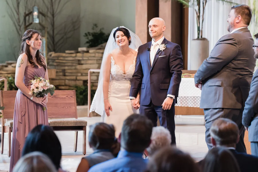 Bride and groom at wedding ceremony.